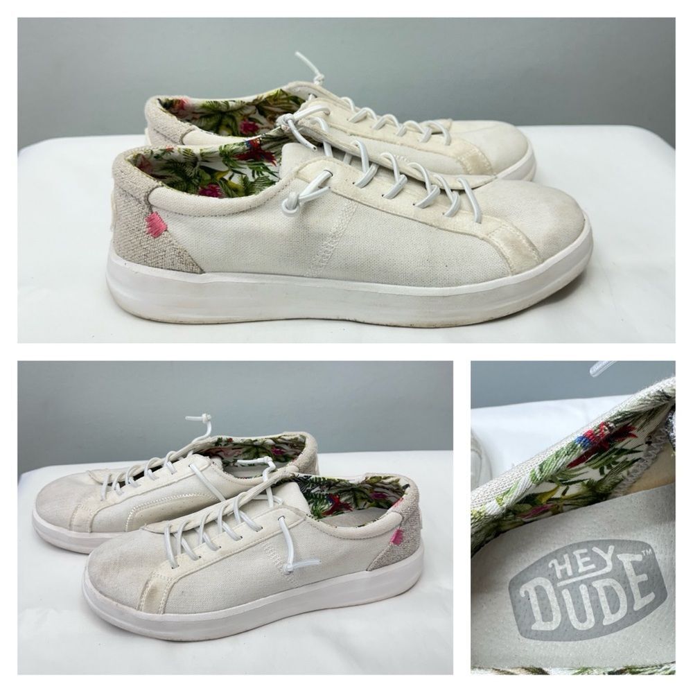 Hey Dude Karina Coconut White loafers flats shoes women's 9‎